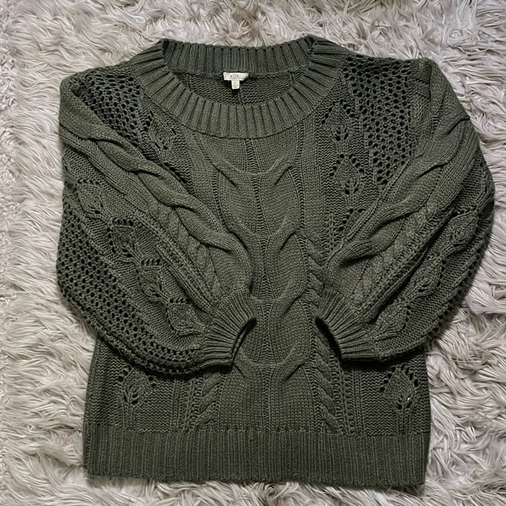 Forest Green Cable Knit Sweater